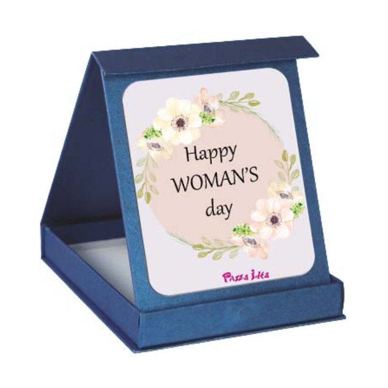 Targa in scatola con stampa happy woman's day festa della donna