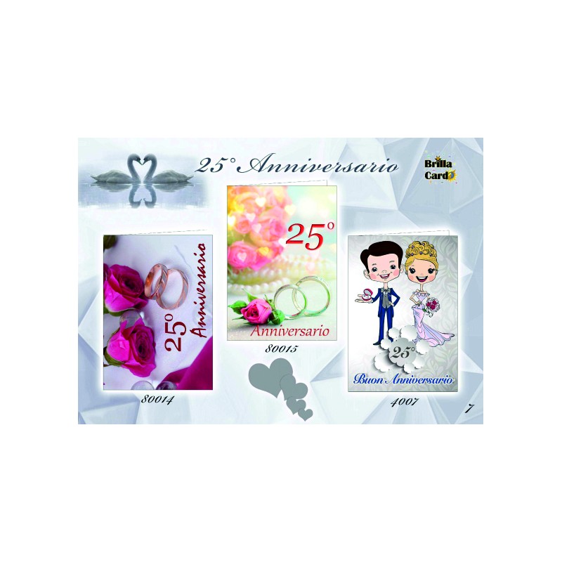 assortimento biglietti anniversario 25 anni 3d brillacard