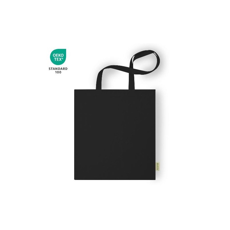 Borsa shopper in cotone riciclato 140gr/m2, ampio scomparto principale, manici lunghi rinforzati. con vostro logo