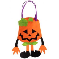 Borsina di Halloween, in feltro arancione con gambe e braccia. Ideale ad Halloween per fare "dolcetto o scherzetto".