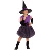 Costume streghetta viola per bambina composto da abito e cappello