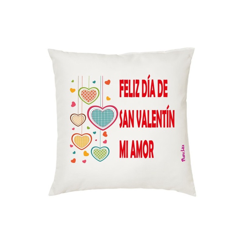 cuscino in poliestere 40x40 con stampa feliz dìa de san valentìn mi amor