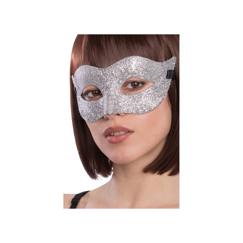 Maschera in plastica con glitter argento