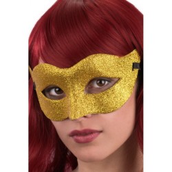 Maschera in plastica con glitter oro