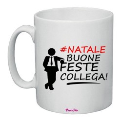 tazza in ceramica con dedica natalizia al collega