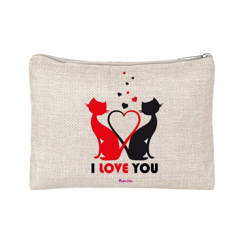 pochette in poliestere 20x15 con stampa i love you