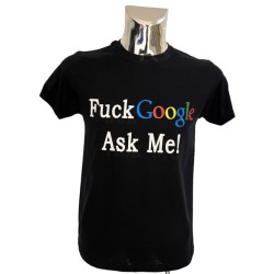 T-shirt in cotone con stampa fuck google ask me