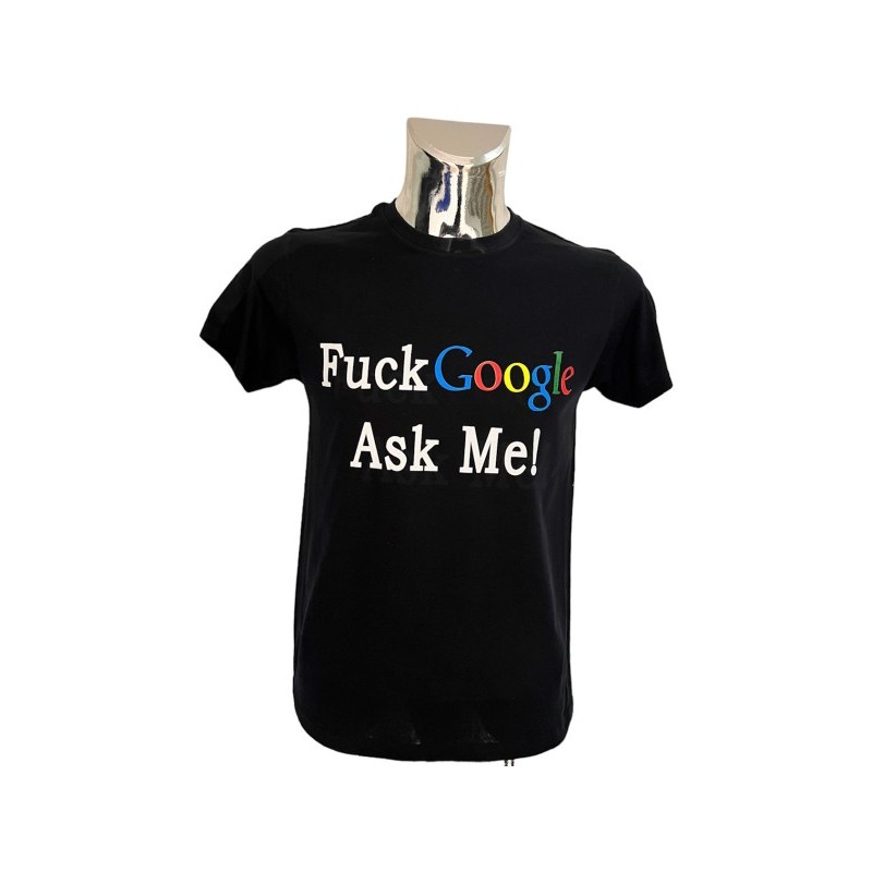 T-shirt in cotone con stampa fuck google ask me