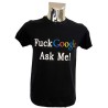 T-shirt in cotone con stampa fuck google ask me