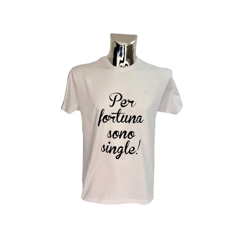 T-shirt in cotone con stampa per fortuna sono single