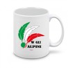 Tazza in ceramica 8x10 con stampa W gli alpini con penne tricolore