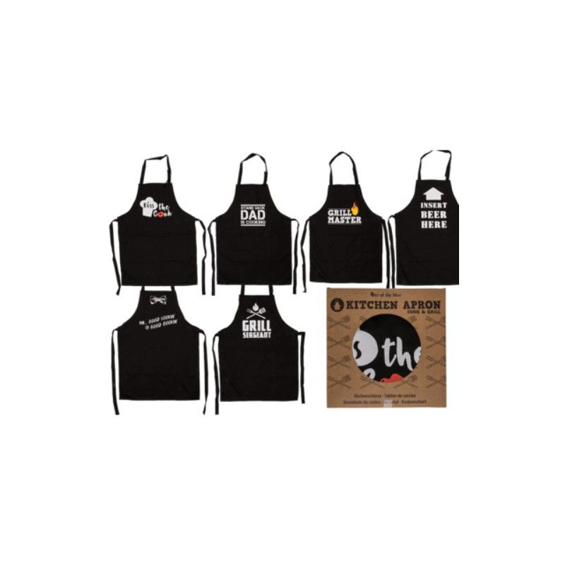 Grembiule da cucina, Cook & Grill,ca. 80 x 60 cm, 6 ass., in confezione di cartone con finestrella