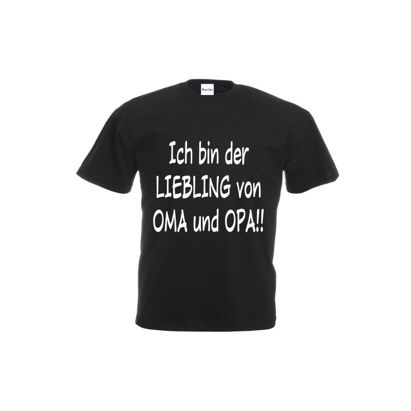 T-shirt in cotone bimbo con stampa in tedesco ICH BIN DER LIEBLING VON OMA UND OPA!