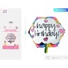 PALLONCINI MYLAR PER ESAGONO DECORAZIONE HAPPY BIRTHDAY BIANCO 55 CM