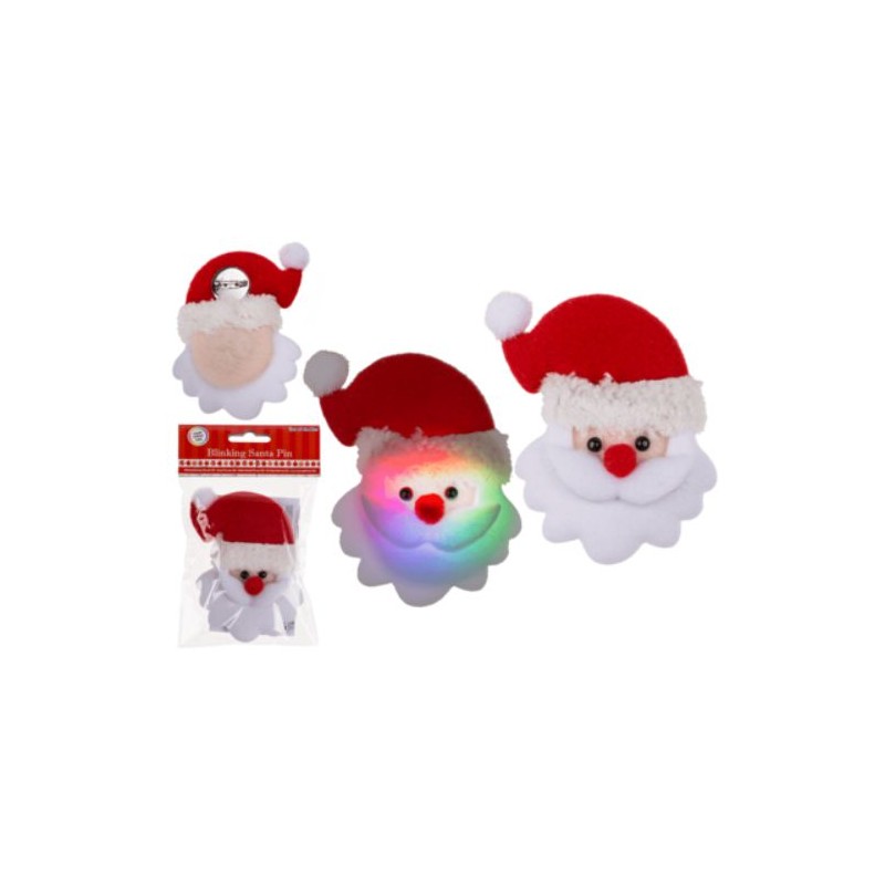 Babbo Natale Pin di stoffa con LED pile incl.,ca. 11, 5 x 8 cm, Blinkie, in sacchetto di plastica con headercard