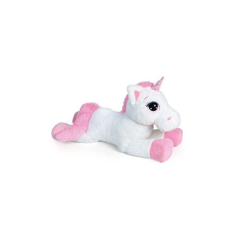 Unicorno bianco e rosa con occhioni ricamati – 100 cm