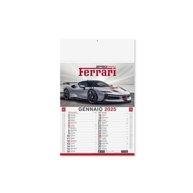 kit 100 calendario auto sportive mensile 12 fogli in carta patinata 70 gr con testata termosaldata, festività  internazionali. 