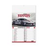 kit 100 calendario auto sportive mensile 12 fogli in carta patinata 70 gr con testata termosaldata, festività  internazionali. 