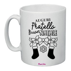 tazza in ceramica con dedica natalizia al fratello