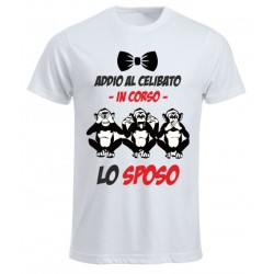 T-shirt maglietta addio celibato non vedo,non sento,non parlo ..lo sposo