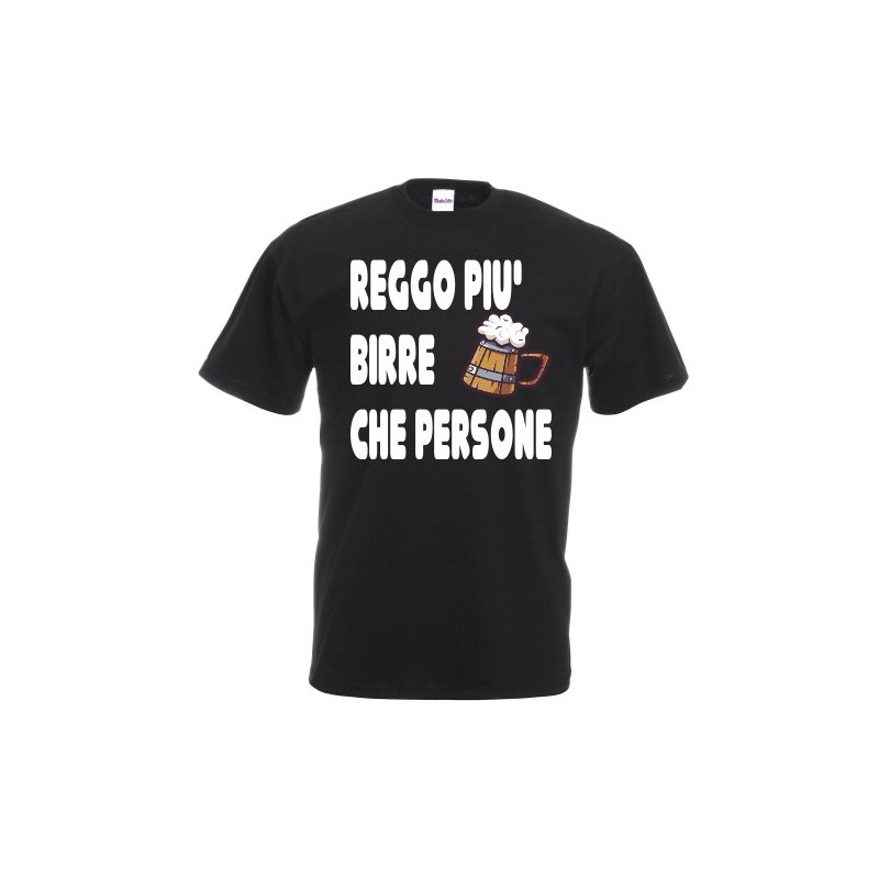 T-shirt maglietta in cotone con stampa reggo piu' birre che persone