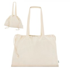 Borsa shopper in cotone con chiusura con coulisse cm 53x37