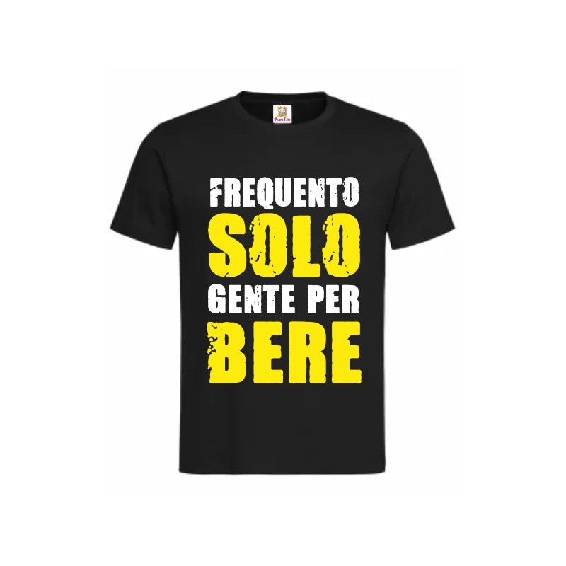 T-shirt in cotone con stampa FREQUENTO SOLO GENTE PER BERE