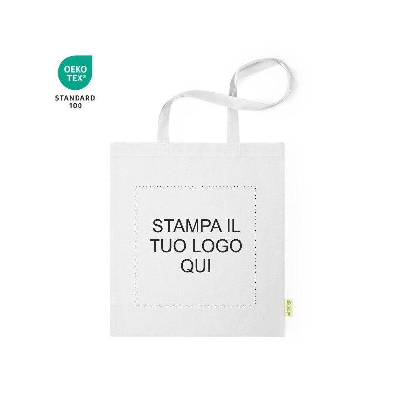 BORSA SHOPPER IN COTONE RICICLATO DISPONIBILE IN VARI COLORI PERSONALIZZABILE CON STAMPA VOSTRO LOGO