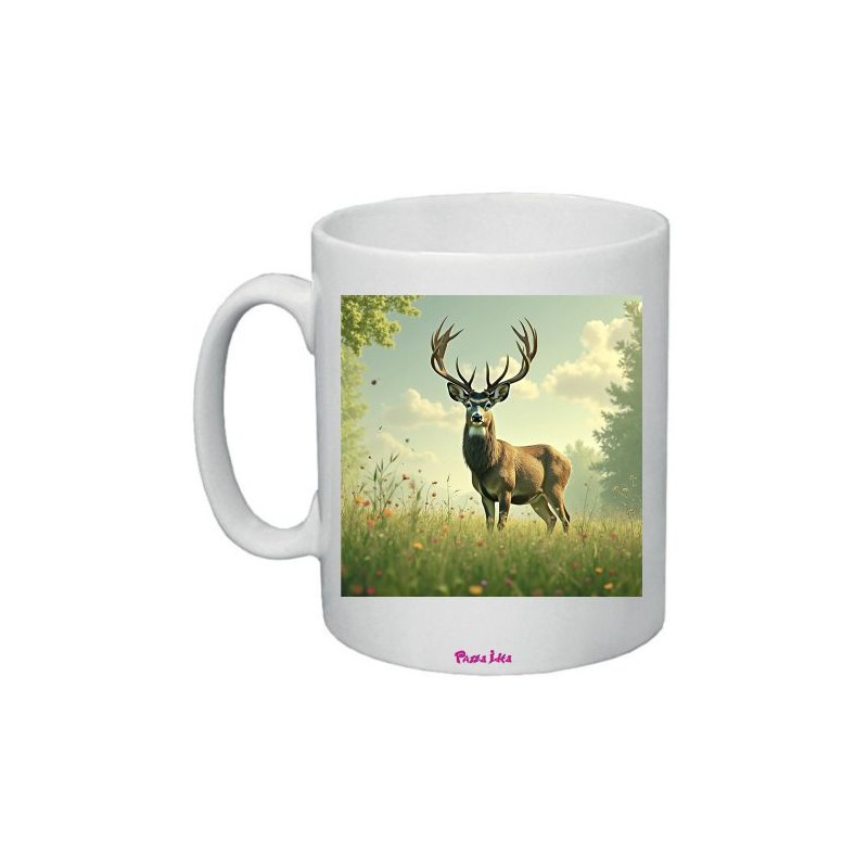 Tazza mug in ceramica con stampa cervo cm 8x10