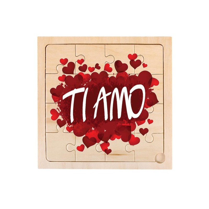 Puzzle in legno da 16 pezzi con stampa ti amo san valentino