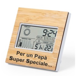 Stazione meteo in bambù con stampa per un papà super speciale festa del papà