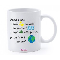 Tazza in ceramica 8x10 con stampa papà 6 il mondo per me festa del papà