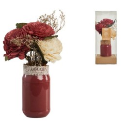 Bouquet floreale con vaso di fragole