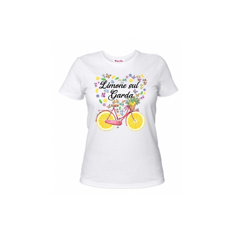 T-SHIRT IN COTONE CON STAMPA LIMONE SUL GARDA BICI LIMONI