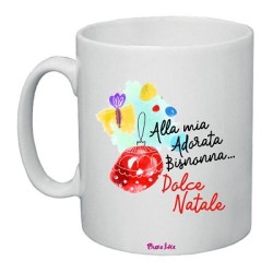 tazza in ceramica con dedica natalizia alla bisnonna