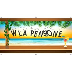 Banner w la pensione m1x0,50 con fori per appenderlo in pvc